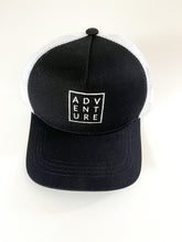 Load image into Gallery viewer, Adventure - Black and white trucker hat
