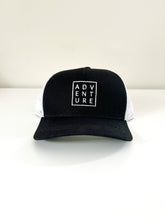 Load image into Gallery viewer, Adventure - Black and white trucker hat
