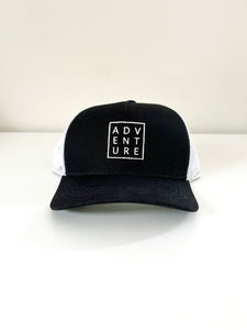 Adventure - Black and white trucker hat